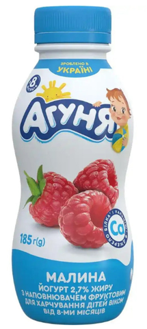 Йогурт Агуня малина, 2,7 %, 185 г
